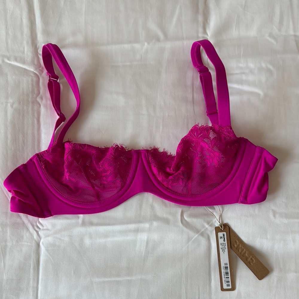 SKIMS Magenta Balconette Bra with Adjustable Straps